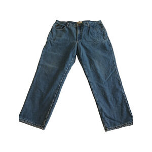 LL Bean Men's Jeans 40x30 Blue Medium Wash Fleece Lined Classic Fit Straight leg